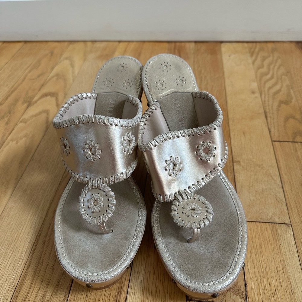 Women's Gold Jack Roger’s Wedge Sandals